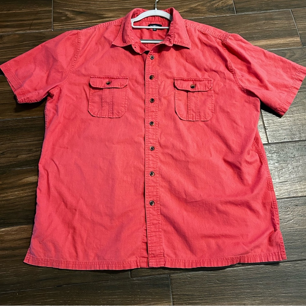 Croft&Barrow Men’s Short Sleeve Button Down Shirt Red XL‎ 100% Cotton